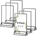 Zonon Acrylic Sign Holder 5x7, 6 Pack Vertical Double Sided Menu Display Stand with Borders, Double Sided Wedding Table Menu Holders Picture Frames for Restaurant, Christmas Party(5 x 7 Inch)