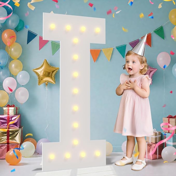 4FT Marquee Light Up Letters - Large Marquee Letters 4 Feet Tall for Birthday Party Decorations, Big Letter for Wedding Event Marry Me Baby Shower Bridal Shower, Letter I