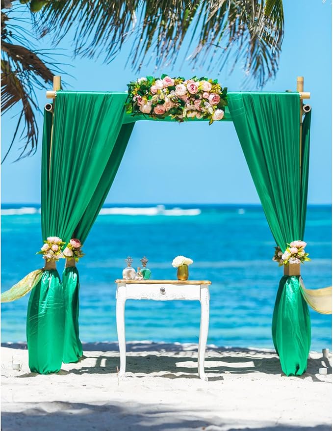 2 Panels Deep Green Backdrop Curtain, 10 x 10 Feet Background Curtains for Parties, Weddings, Baby Showers, Bachelorette Halloween, Christmas Birthday Party Photoshoot Backdrop Curtains Decorations