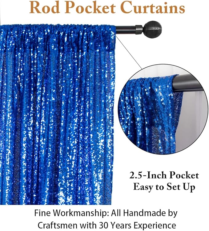 ShinyBeauty Sequin Backdrop Royal Blue 8FTx10FT Glitter Backdrop Photography Background 96Inchx120Inch Blue Shimmer Sequin Fabric Photo Booth Backgrounds for Wedding Banquet Graduation Prom Event