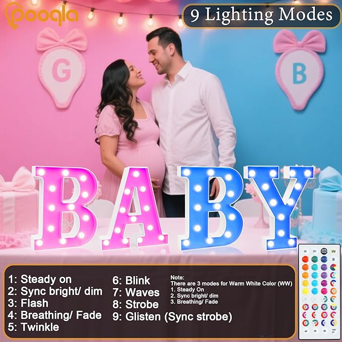 Pooqla Colorful Light Up Letters with Remote, Upgraded 35 Colors LED Marquee Letters, RGB Lighted Letter for Girls Teenager Gift, Birthday, Party, Wedding, Night Light, Room, Bedroom Decor, Letter O
