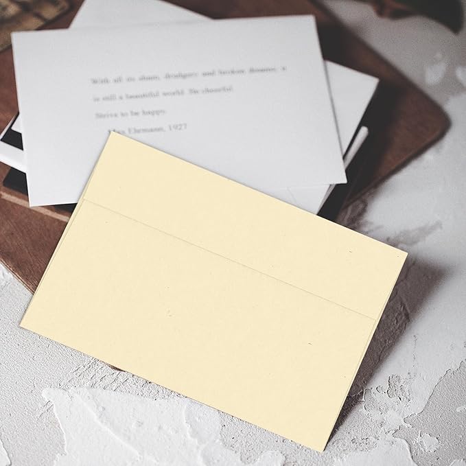 A7 Ivory Envelopes 100 Pack, Goefun 5x7 Self Seal Cream Envelopes for Invitation, 5x7 Cards, Wedding, Graduation, Mailing, 5.25 x 7.25 in, 120GSM