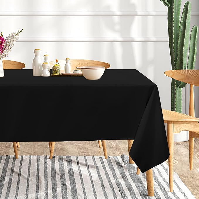 sancua 6 Pack Black Tablecloth 60 x 120 Inch, Rectangle Table Cloth for 8 Feet Tables - Stain and Wrinkle Resistant Washable Polyester Table Cover for Dining Tables, Buffet Parties and Camping