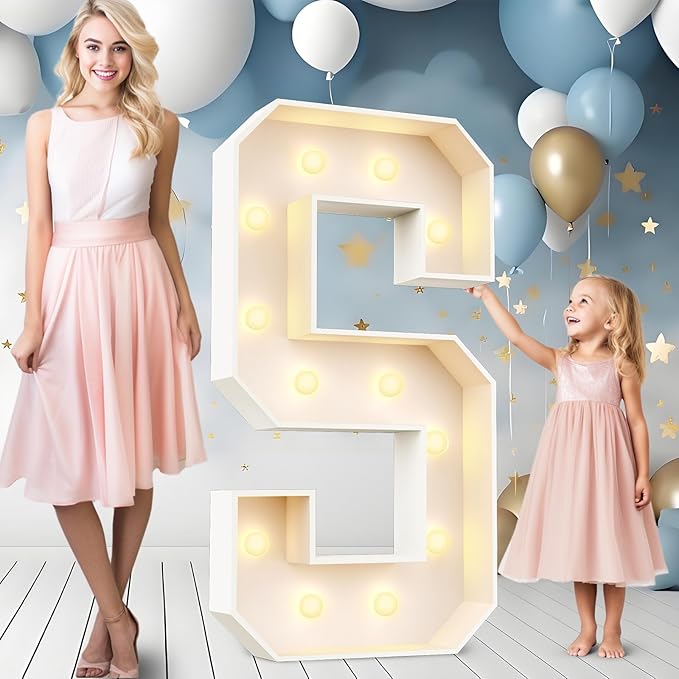 Ledido 4FT Marquee Light Up Letters Large Light Up Letters for Party Decoration, Marquee Letter for Birthday Graduation Baby Shower Wedding, Pre-Cut Foam Board Assembly Required Letter S