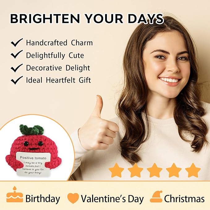 Birthday Gifts for Women Man-Emotional Cheer Support,Funny Handmade Tomatoes Unique Cute Presents for Her Him Women Men Friend Coworker Family