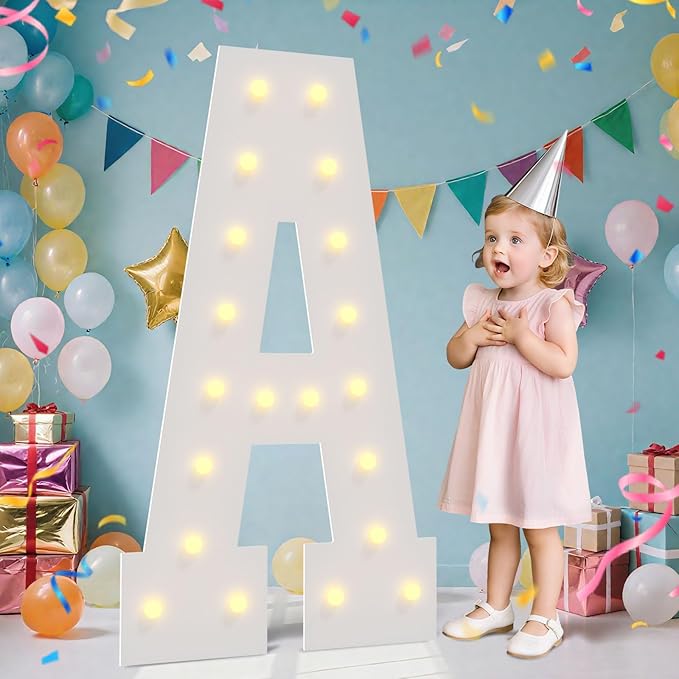 4FT Marquee Light Up Letters - Large Marquee Letters 4 Feet Tall for Birthday Party Decorations, Big Letter for Wedding Event Marry Me Baby Shower Bridal Shower, Letter A