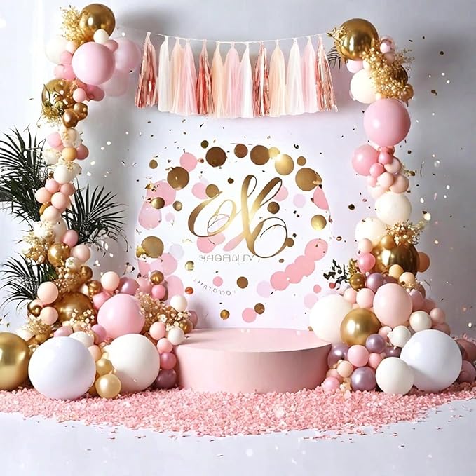 Aimto 20PCS Shiny Tassel Garland Tissue Paper Tassel Banner,Table Decor,Tassels Party Decor Supplies - Rose Gold,Peach Color,Light Pink,White