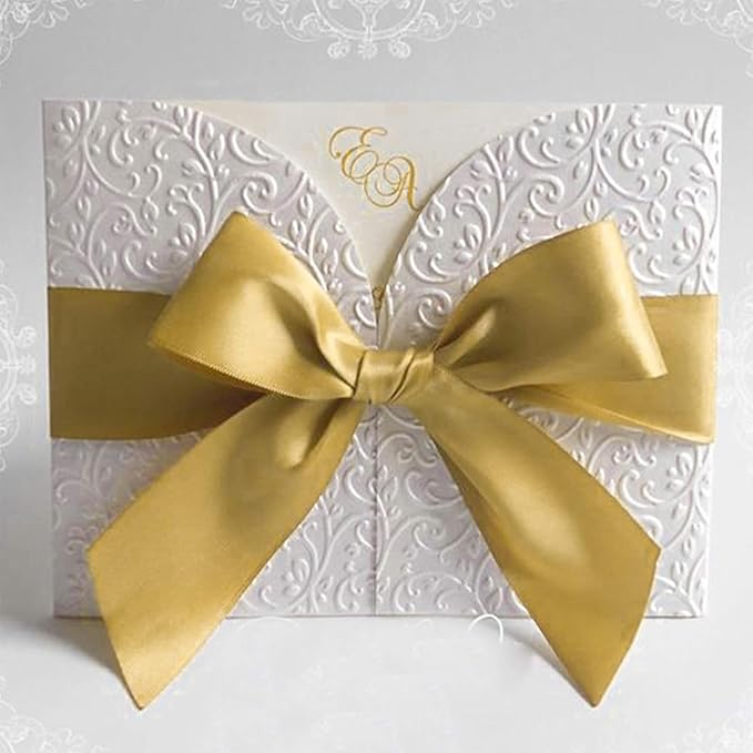 5/8" x 50 Yards Champaign Gold Satin Ribbon Single Faced Fabric Ribbons for Gift Wrapping, Crafting, Bows Making, Sewing, Wedding, Home Decor