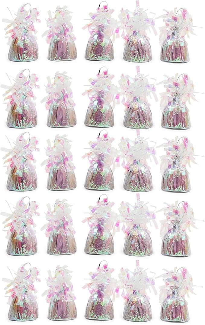 BLUE PANDA Holographic Balloon Weights - 6 oz, 4.5 in, 15 Pack - Iridescent Balloon Table Centerpiece & Anchor Weights for Party Decor