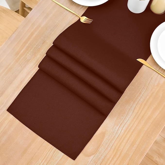 2 Pack Chocolate Table Runner 12 x 90 Inch Solid Color Farmhouse Runners Coffee Table Dresser for Daily Party Home Decoration