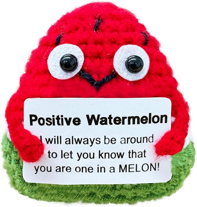 Crochet Emotional Support Watermelon-Handmade Mental Health Gifts for Friends,Family-Uplifting Gifts for Grandpa,Grandma Mom,Dad,Teens
