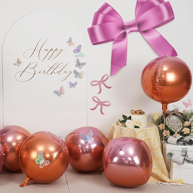 6Pcs Gradient Orange Round Foil Balloons, 22" Large Helium Ball Balloon, Metallic Orange Mylar Balloon for Birthday Graduation Wedding Halloween Disco Prom Tropical Party Decorations