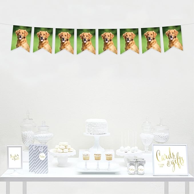 Andaz Press Bulk Photo Personalized Gift and Party Favors Collection, Hanging Pennant Party Banner with String, Custom Photo, 18 pennants, Approx 6 feet long, 1-Pack