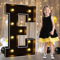 Pooqla 3 FT Marquee Light Up Letters, Black Marquee Letter Lights 3 Feet Tall, Giant LED Sign Big Mosaic Letters for Balloons Birthday Party Anniversary Wedding Decorations, Warm White E
