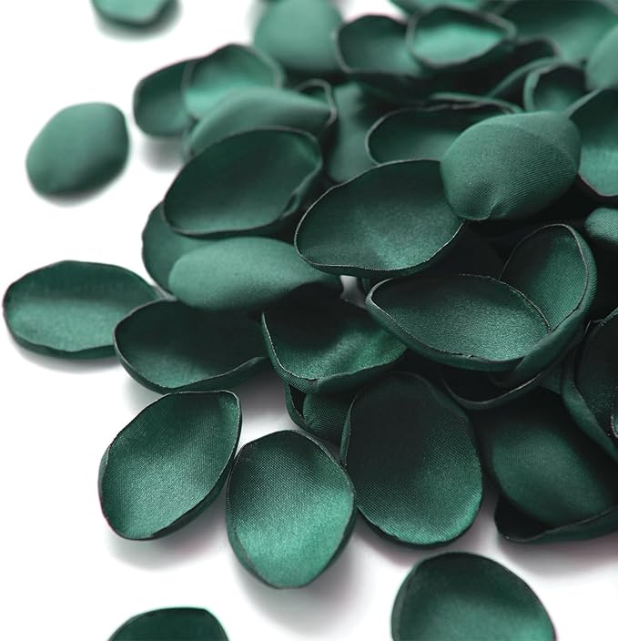 Ling's Moment Rose Petals, Silk Flower Petals for Wedding/Aisle/Flower Girl Baskets/Table Centerpiece Décor,etc.Emerald Green Forest 200pcs