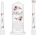 Unity Candles for Wedding, Modern Unity Set, Custom and Personalized Pillar and Taper Candles with Bible Quote, Unscented White Premium Wax, Religious and Wedding Ceremony, Special Events (Clover)