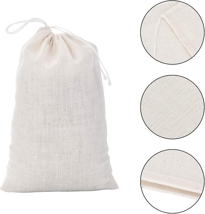Tatuo 200 Pack Muslin Bags Burlap Drawstring sachet Bags Multipurpose Canvas Linen Pouch for Tea Jewelry Wedding Party Favors Storage