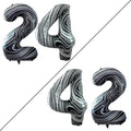 GOER Number 24 Balloons for 24th Birthday Party Decorations,42 Inch Jumbo Foil Helium 42 Balloons for 42nd Birthday Party Decoration (Marble Black)