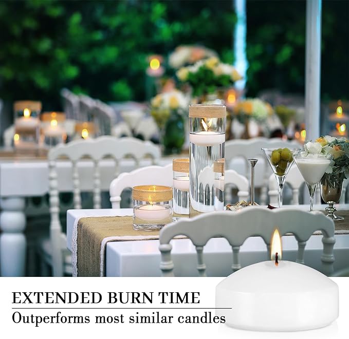12 Bulk White Floating Candles-2 inch Unscented Tealights -for Romantic Weddings Decorations Pool Centerpieces Parties