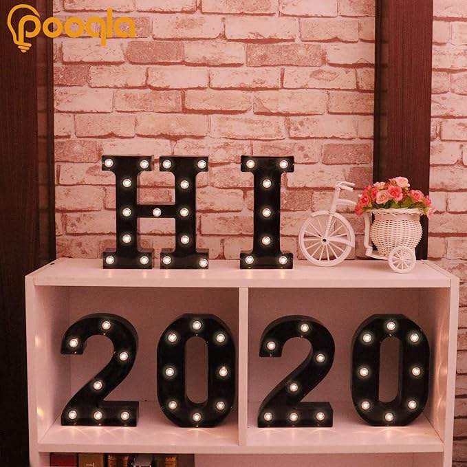 Decorative LED Illuminated Letter Marquee Sign - Alphabet Marquee Letters with Lights For Wedding Birthday Party Christmas Night Light Lamp Home Bar Decoration J, Black