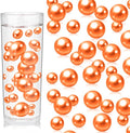 100PCS Orange Faux Pearls Beads for Centerpiece Vases, Vase Filler Faux Pearls, No Holes Filler Beads for Party Anniversary Birthday Wedding Table Decor, 14/20/30mm