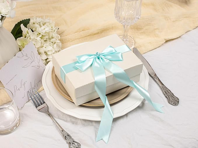 Light Blue Satin Ribbon 1 inch X Continuous 50 Yards, Single Face Polyester Ribbon Perfect for Gift Wrapping, Flower Bouquet, Wedding Decor, Crafts, Bow Making, Sewing and More
