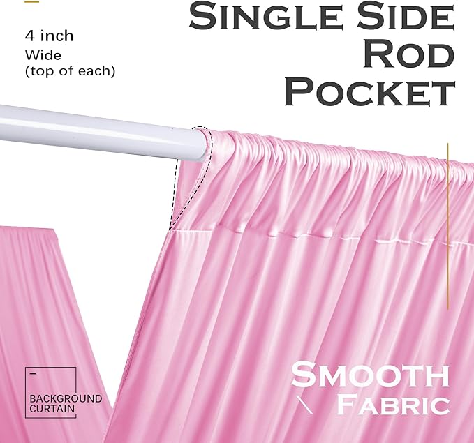 PartyVillage 4 Panels 5ftx30ft Baby Pink Ceiling Drapes for Wedding Parties – 30 FT Extra Long Thick Polyester Wrinkle-Free Drapery Tent Decor Decorations for Birthday Party Ceremony Stage Swag