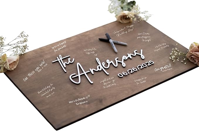 Personalized Last Name Guest Book, Unique Guest Book Sign, Custom Alternative Guest Book, Wooden Guest Book, Wedding Ceremony Guestbook Sign (Design 10)