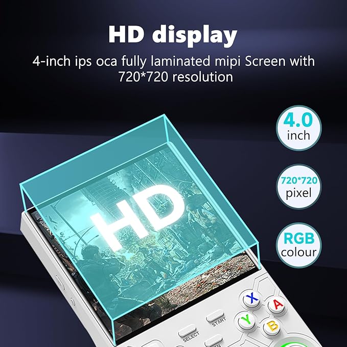 2025 New Upgrade R36ULTRA Retro Handheld Game Console with 64G Built-in 21000+ Classic Games,Portable Hand Held Open Source Linux System 4.0-in 4k HD IPS Screen Video Player (White)