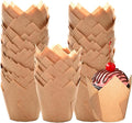Natural Tulip Cupcake Liners for Baking 200 Cups, Unbleached Parchment paper Muffin Liners, Upgraded Standard Cupcake Wrappers, Greaseproof Cup Cake Liner, Easy to Use in Party, Birthday, Christmas