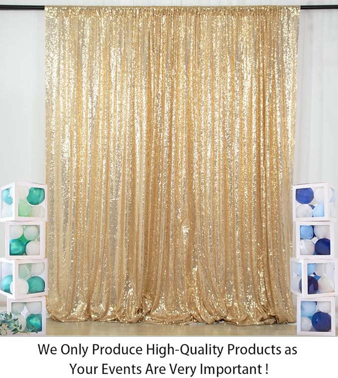 ShiDianYi Sequin Backdrop Curtain 10x10 FT Light Gold Sequin Fabric Backdrop for Photography, Parties, Wedding, Birthday, Party, Holiday