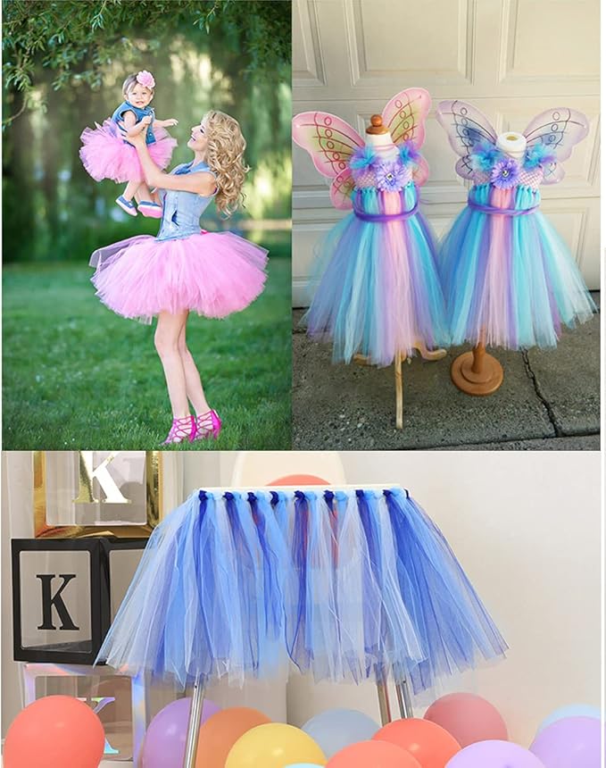 Tulle Rolls 6” by 100 Yards (300 feet) Tulle Roll Spool Fabric for DIY Tutu Skirts Wedding Baby Shower Crafts Decorations Party Supplies(Aqua Blue)