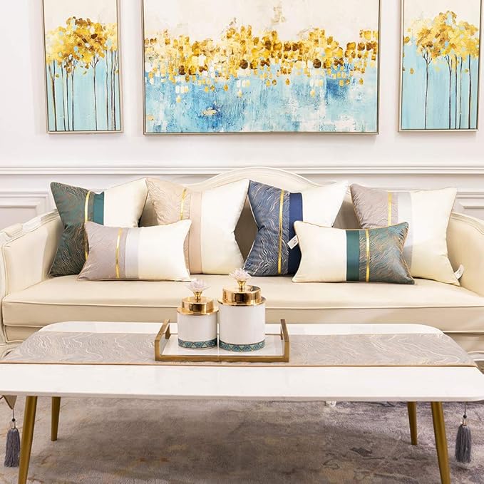 Avigers 12 x 108 Inch Decorative Luxury Abstract Striped Silver Gray Table Runners with Tassels for Home Living Room Bedroom Art Decor Wedding