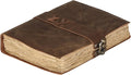 Vintage Leather Journal Handmade Buffalo Non-Refillable Deckle Edge Paper – Leather Bound Journal for Women Men Vintage C-Lock Closure Ideal for Writing & Travel for Artists