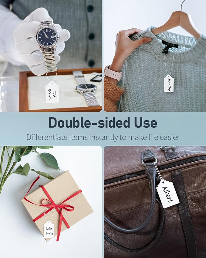 Uniclife 1000 Pcs Price Tags 1.8 Inch Writable Price Labels White Price Display Tags for Pricing Clothing Jewelry Gifts Blank Hang Tags Merchandise White Marking Tags with Strings, 1.8" x 1.05"