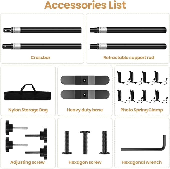 Jiang&Rong 10x10ft Heavy Duty Backdrop Stand Kit - Adjustable Step and Repeat Photo Banner Stand for Photography, Trade Shows, Photo Booths, Events(Black)