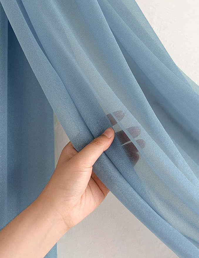 VDS Pack of 2 Panel (30 Inch X 20 Feet) Wedding Arch Draping Fabric Sheer Chiffon Fabric Drapery for Wedding Ceremony Reception Swag Backdrop Canopy Chuppah ARBO Altars Decoration (Dusty Blue)