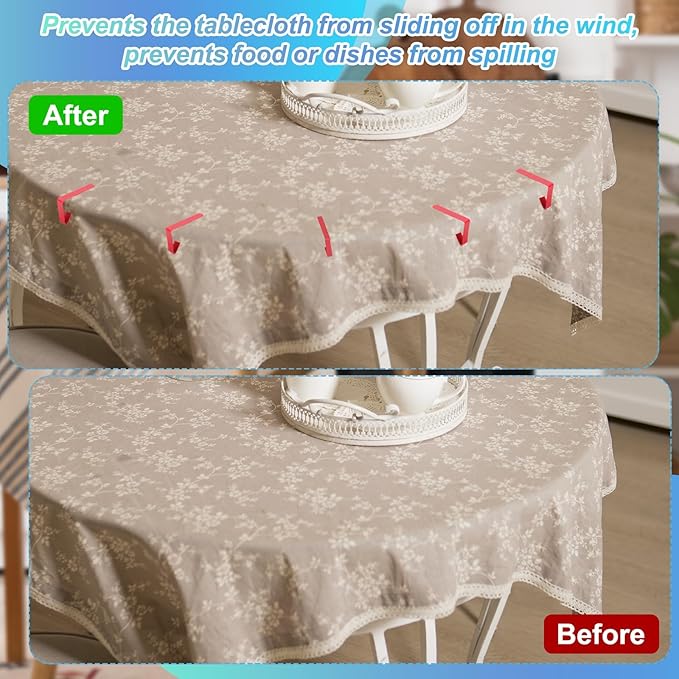 uxcell 4 Pack Tablecloth Clips, Stainless Steel Table Cloth Cover Clamps, 2.56" x 2.68" Windproof Holder Clips for Home Party Picnic Wedding Camping Dining Tables, Yellow