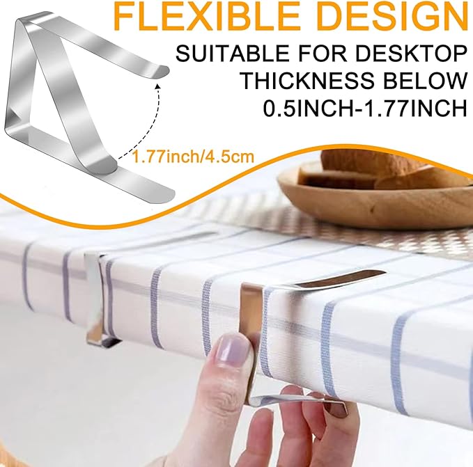 60pcs Tablecloth Clips,Heavy Duty Picnic Table Clips, Stainless Steel Table Cloth Cover Clamps, Table Cloth Holders Ideal for Home Wedding Party Indoor Outdoor Camping Picnic