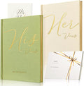 Vow Books His and Hers 2 Pack - 6 x 4 Inch Linen Hardcover Wedding Vow Books with Gold Foil Lettering & Bookmark, Wedding Ceremony Keepsake for Bride and Groom-His and Her Engagement Gift, 48 Pages