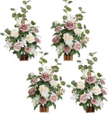Ling's moment 17.5" Tall Standing Artificial Flowers Arrangements 4 pcs Wedding Aisle Runner Chair Decorations Dusty Rose Cream for Centerpieces Ceremony Reception Rose Floral Party Outdoor