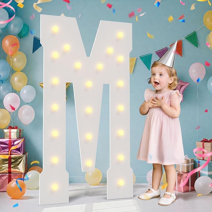 4FT Marquee Light Up Letters,Large Light up Letters, Marquee Letters 4 Feet Tall for Birthday Party Decoration Wedding Event Marry Me Baby Shower Bridal Shower Letter M