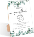Photo Guestbook Sign, Greenery Wedding Ceremony, Pack of 1 Wooden Tabletop Sign with Stand, Wedding Supplies, Engagement and Reception Decorations - LD24