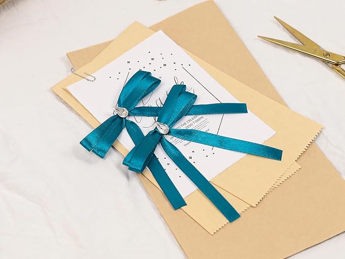 Turquoise Satin Ribbon 3/8 inch X Continuous 100 Yards, Single Face Polyester Ribbon Perfect for Gift Wrapping, Flower Bouquet, Wedding Decor, Crafts, Bow Making, Sewing and More