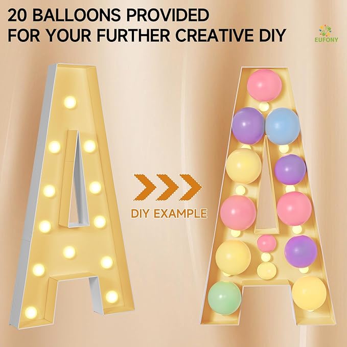 eufony Marquee Letters 4 Feet Tall, 4 FT Marquee Light Up Letters, Giant Light Up Letters 4FT for Birthday Party Baby Shower Gender Reveal Graduation Decorations, Letter C with LED Lights DIY Kit