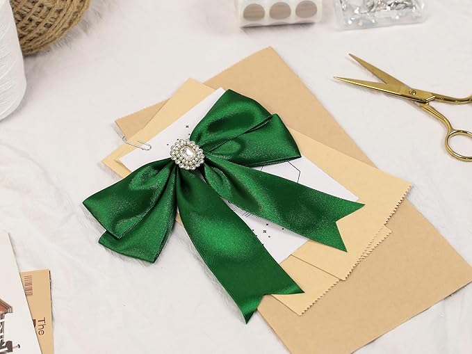 Green Satin Ribbon 1-1/2 inch X Continuous 50 Yards, Single Face Polyester Ribbon Perfect for Gift Wrapping, Flower Bouquet, Wedding Decor, Crafts, Bow Making, Sewing and More