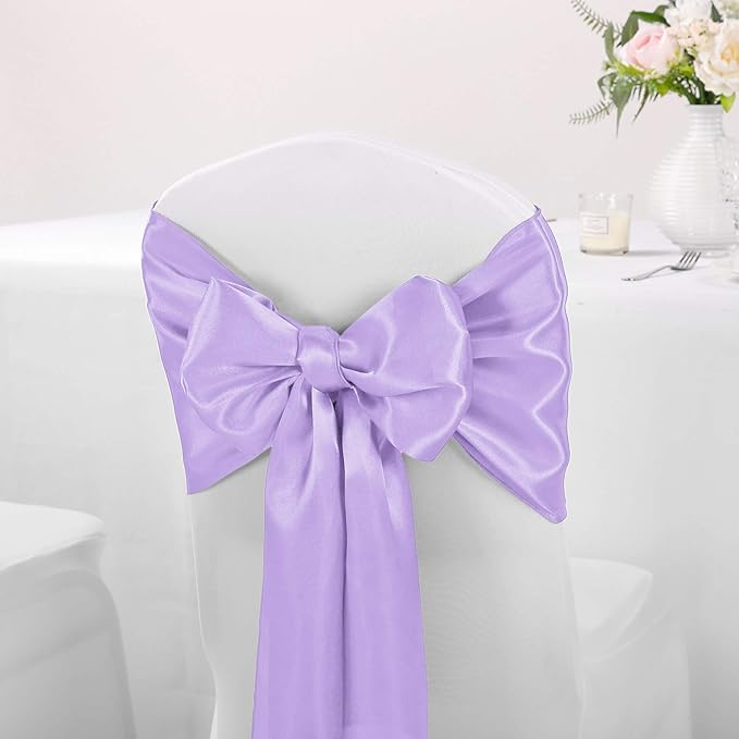 5-Pack Satin Table Runner Lavender 12 x 108 inches Long, Table Runners for Wedding, Birthday Parties, Banquets Decorations（5 Pack, 12x108 Inch, Lavender）
