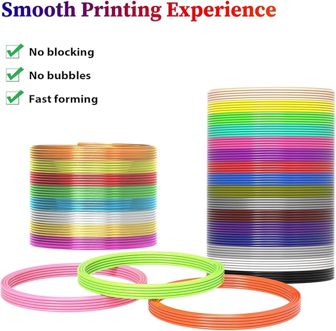 36 Colors 3D Pen Filament 1.75mm PLA, Each Color 10 Feet, Total 360 Feet 3D Pen Filament Refills 3D Printing Pen Refills with High-Precision Diameter Not Compatible with 3Doodler Pen