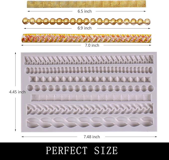 Scroll Lace Fondant Molds, Baroque Chocolate Frame Decor, Clay Frame Relief Mould for Birthday Wedding Cake Decoration Cupcake Topper Pie Crust Candy Resin Clay Furniture Corner Border, Gray