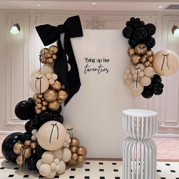 White Sand Black Balloons Set,12Inch Black Cream White Balloons for Wedding Bridal Shower Bachelorette Anniversary Birthday Party Decorations